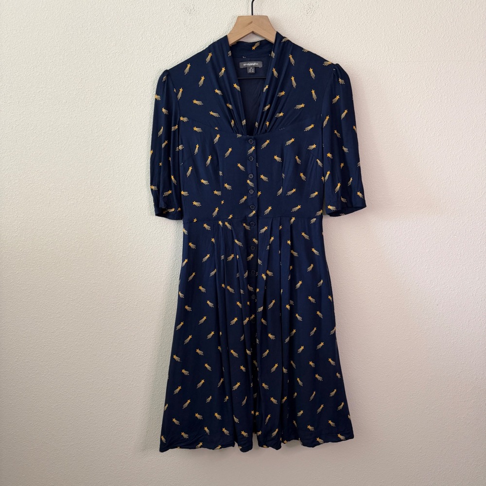 EMILY AND FIN Womens Cotton Celestial Dress Size XS Indie Navy Stars